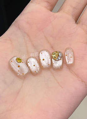 猫眼穿戴甲短款春夏纯手工轻奢穿戴款美甲高质量爆款显白指甲贴片