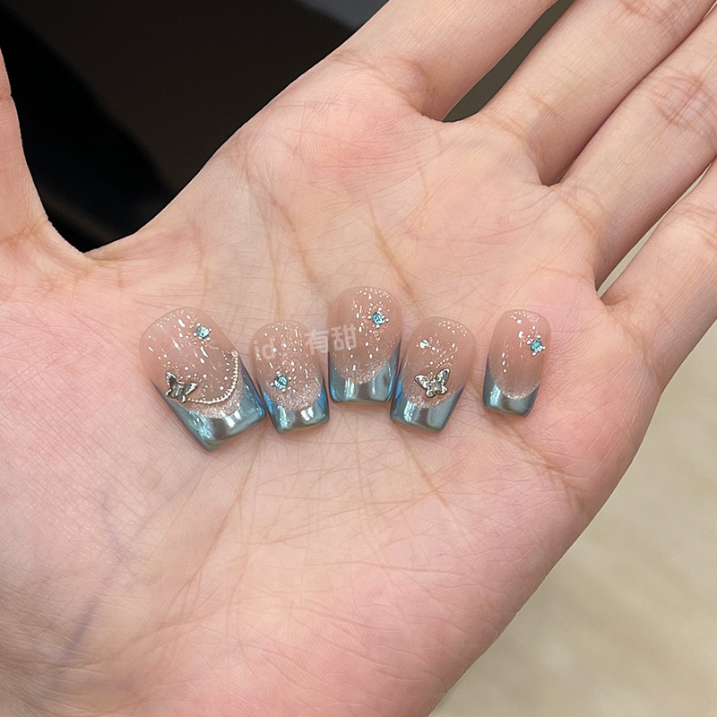 法式穿戴甲短款手工春夏美甲穿戴甲2025新年款高级感猫眼指甲贴片