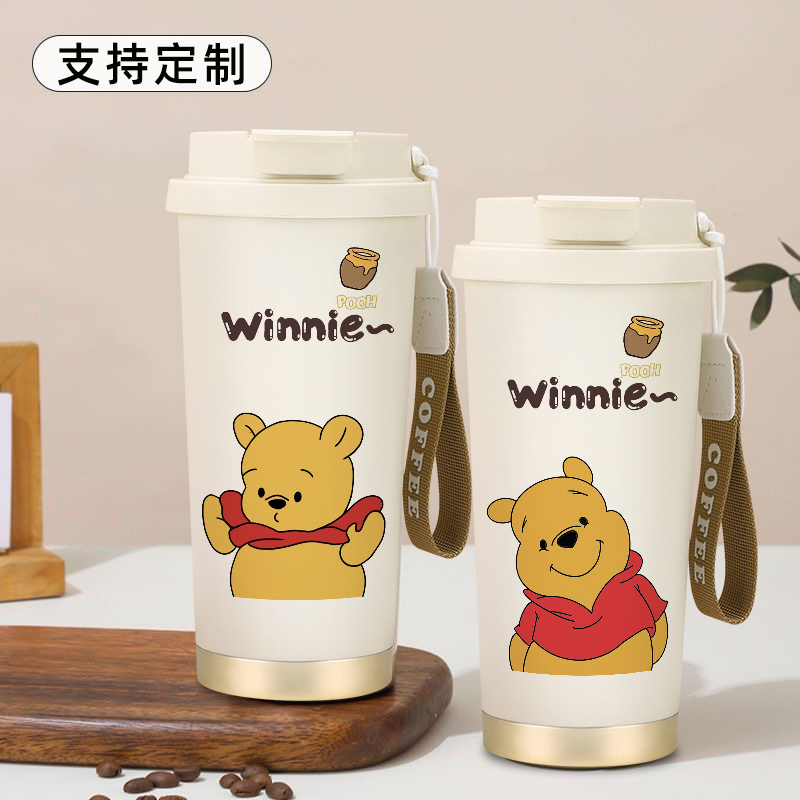 小维尼熊水杯大容量陶瓷内胆保温杯高档316不锈钢咖啡杯子网红款