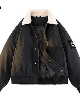 it FIVE CM美式复古cleanfit羽绒服男冬季加厚保暖翻领飞行员外套