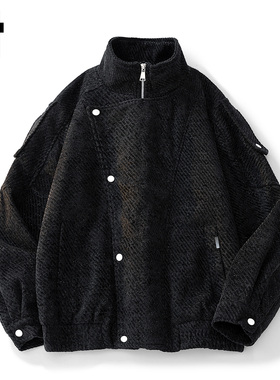 it FIVE CM短款大翻领毛呢子外套男款秋冬季高级感痞帅风衣领夹克