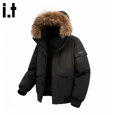 I.T工装毛领派克羽绒服男情侣款