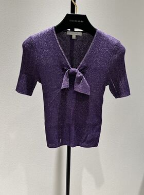 歌L思  21年全标大货  紫色针织衫 EWE325M15300