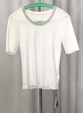 迪图  白色针织短袖