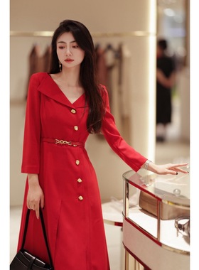 歌L思 23年全标大货   正红色连衣裙 EWF345Y17200