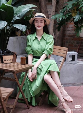 歌L思  22年全标大货  抹茶绿色连衣裙 EWW333Y02500