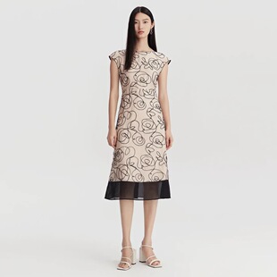 EWF325Y04400 咖色立体绣花连衣裙 歌L思 21年全标大货