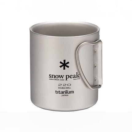 包邮SnowPeak雪峰双层钛杯户外露营便携折叠把手轻量水杯马克杯子