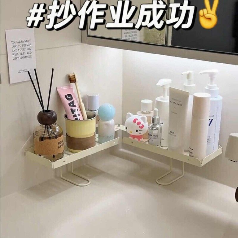 洗漱台置物架沥水架可折叠免打孔牙杯收纳架浴室厨房小户型收纳架