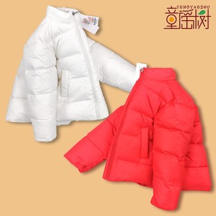 正品90白鸭绒女童羽绒服新款女孩白色加厚中童短款洋气面包服外套