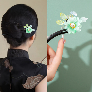 古风黑檀木发簪流苏步摇盘发气质汉服配头饰品旗袍挽发古装发钗女