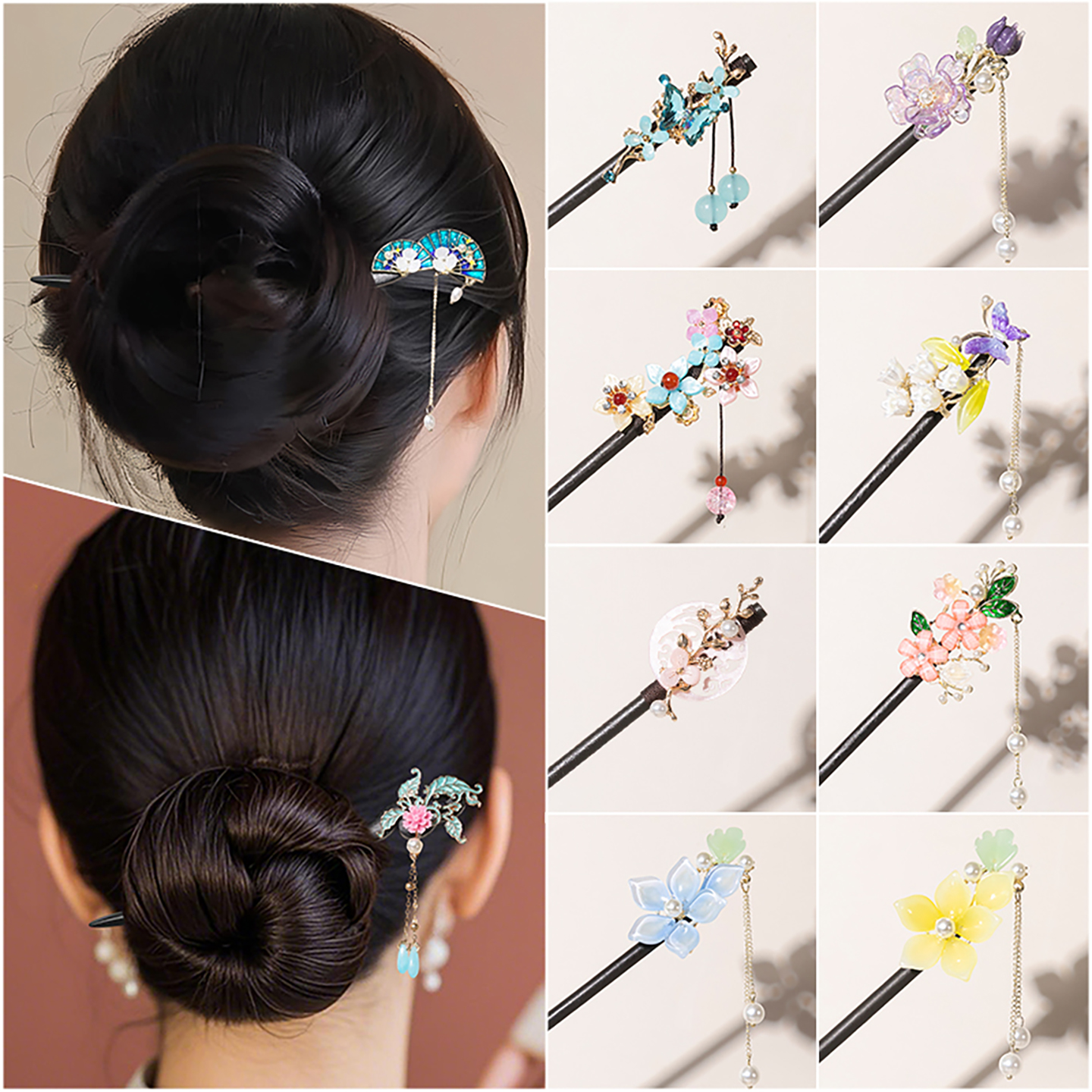 古风发簪流苏步摇仿黑檀木簪盘头发汉服配饰新中式发钗饰品礼物女