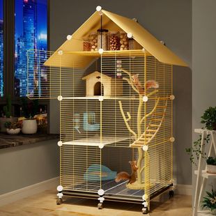 松鼠专用笼子大号别墅加密三层带平台龙猫专用花枝鼠蜜袋鼯魔王笼