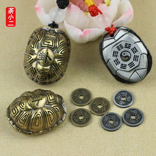 龟卦壳文创三才手把件国风手盘解压六爻摇卦乌龟甲文玩摆件