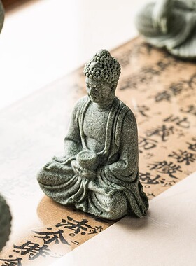 国风青砂石如来佛桌面摆件鱼缸造景家居装饰高级手把件茶道茶宠