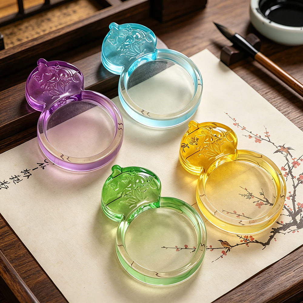 新中式透明水晶玻璃福禄葫芦琉璃砚台文房四宝配套砚台文创伴手礼