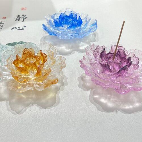 古法琉璃牡丹花香插茶几茶室居家禅意工艺品香插香道文化