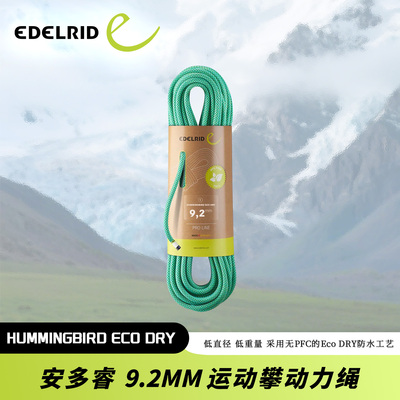 德国EDELRID安多睿Hummingbird 9.2mm动力绳 防水 攀冰攀岩运动攀