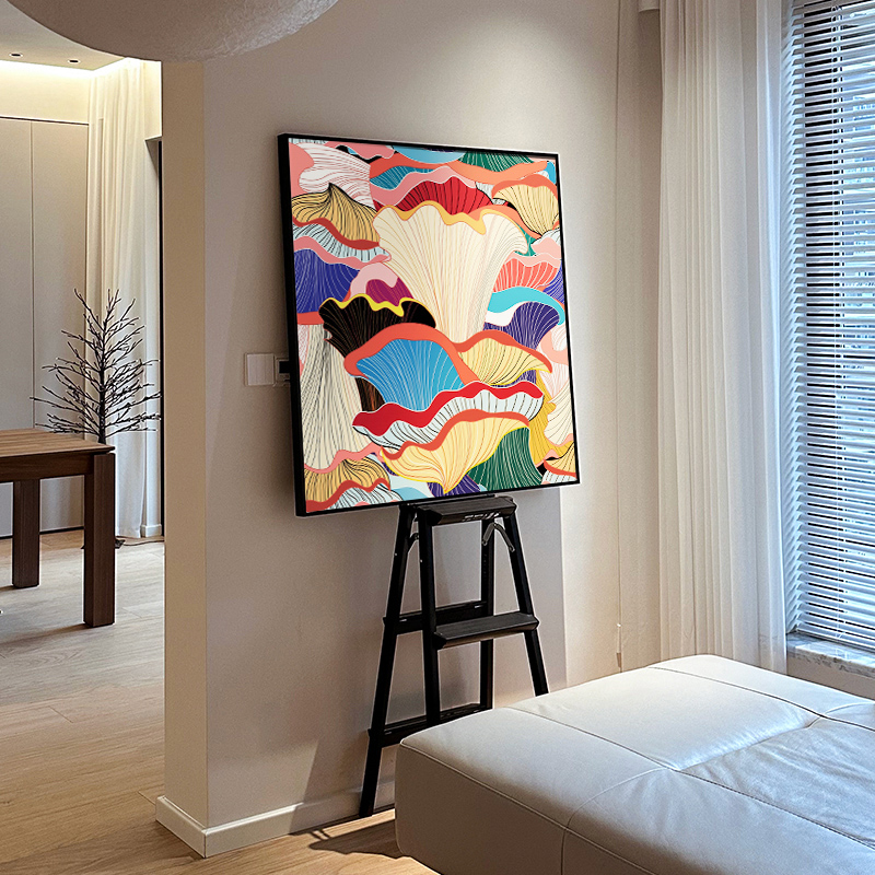 现代小众个性抽象艺术高级感方形餐厅装饰画玄关柜摆画客厅卧室画图片
