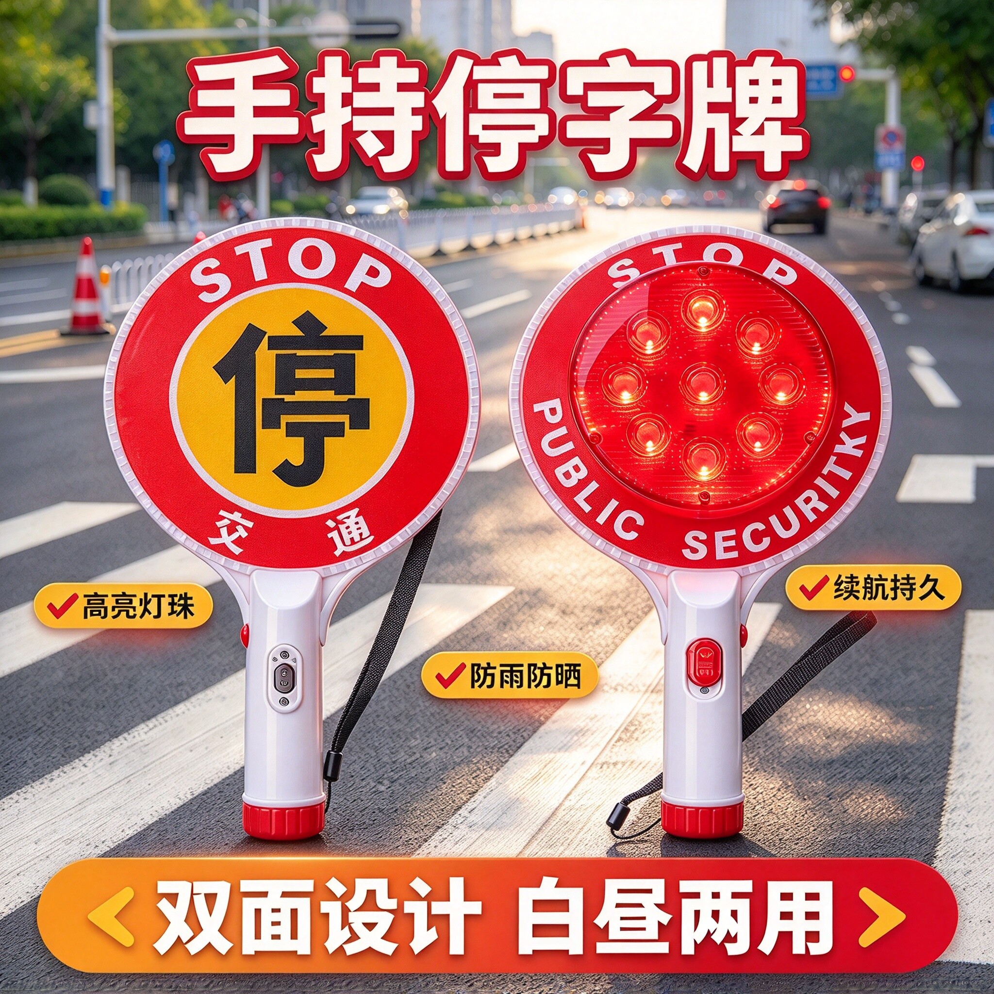手持停字牌交通指挥棒朋程厂商