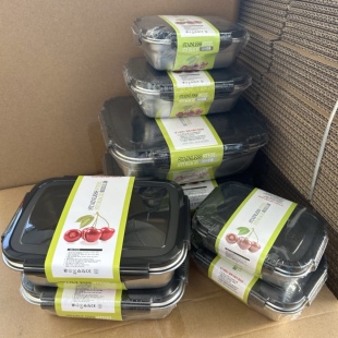 凯文304不锈钢保鲜盒便当饭盒密封冰箱专用储物收纳上班带饭餐盒