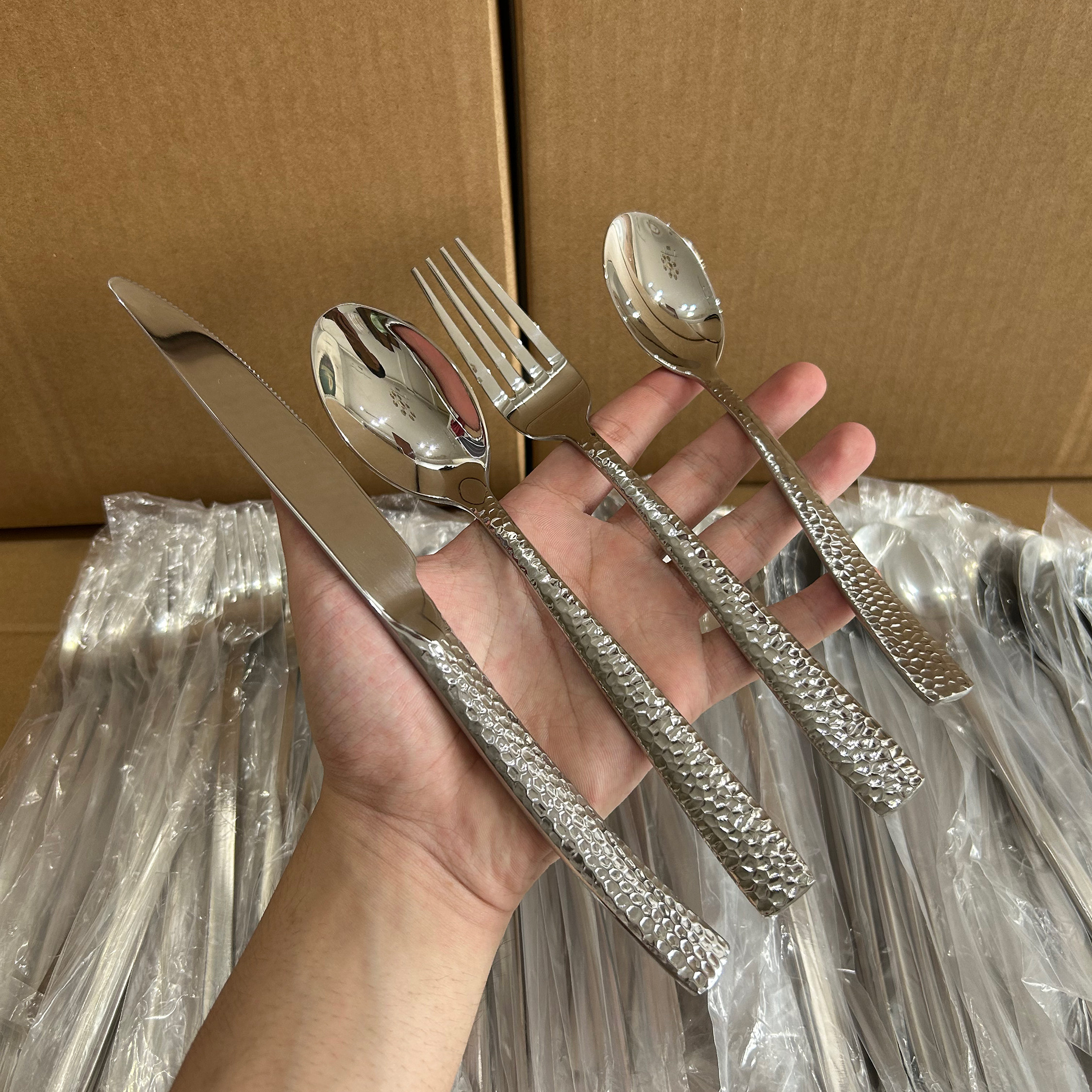 凯文304不锈钢刀叉勺锤打纹高级感甜品勺子加厚轻奢牛排西餐餐具,餐饮具,西餐餐具套装,淘宝优惠券,粉丝福利购,淘宝优惠卷