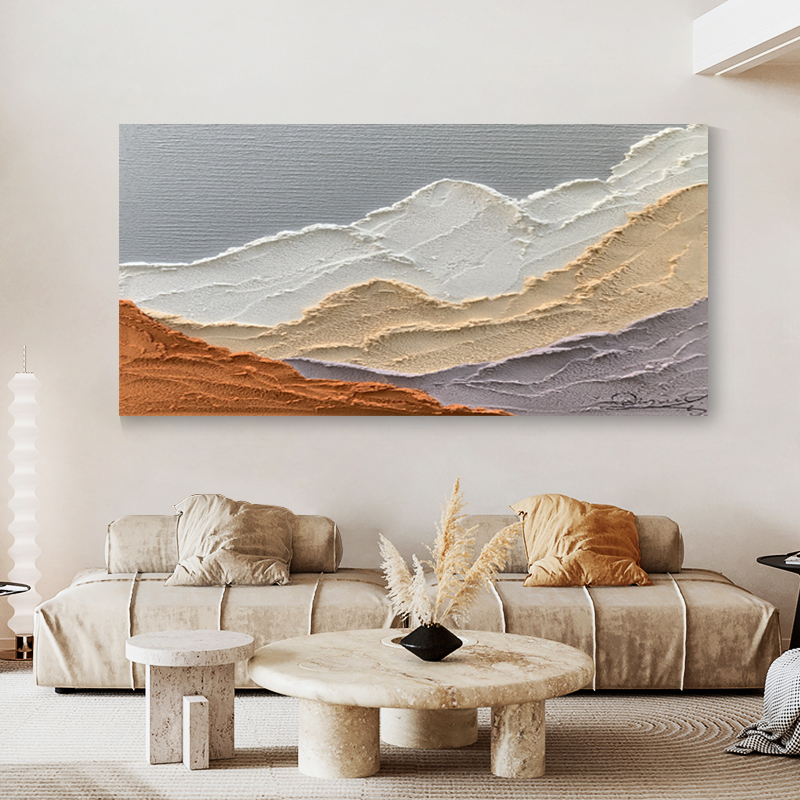 HY.ART《背有靠山》手工晶瓷客厅抽象现代简约装饰画立体横喷绘画图片
