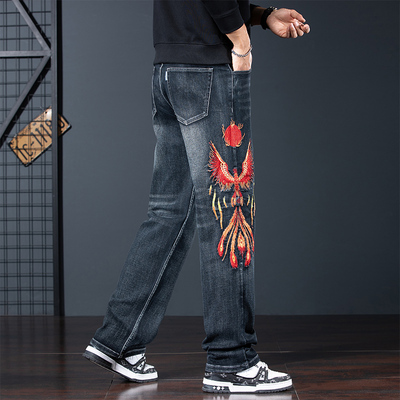 2025秋冬款重磅刺绣牛仔裤男