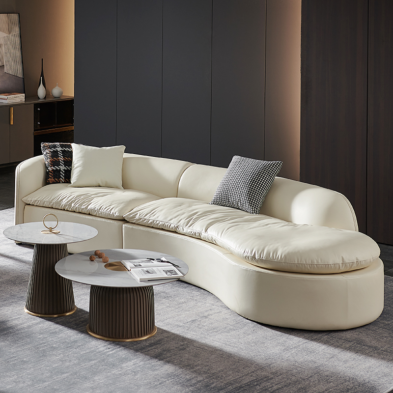 奶油风沙发科技布2021年新款创意羽绒现代简约意式极简圆弧形沙发