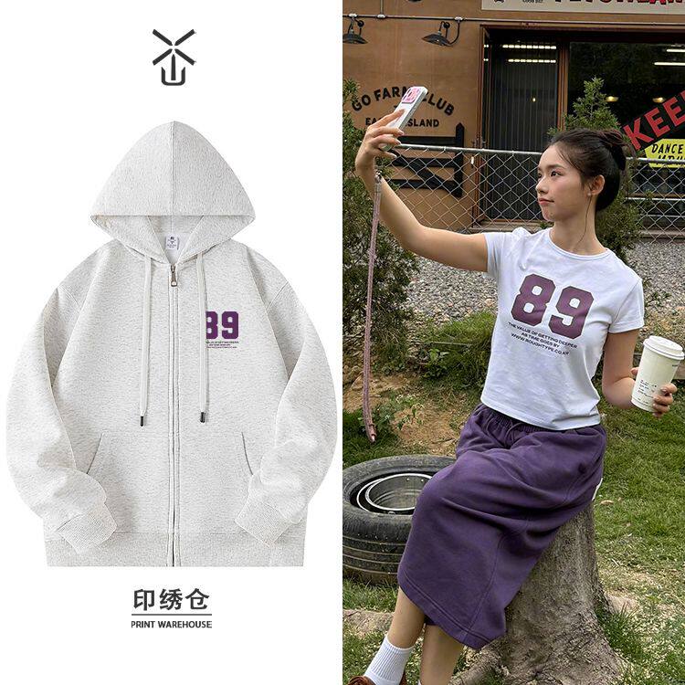 林允微博美照同款私服穿搭连帽开衫外套卫衣男女春秋冬季加厚绒衣