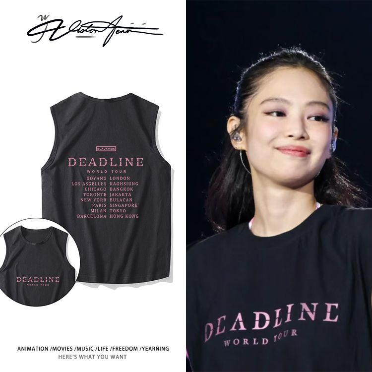 BLACKPINK演唱会高阳站同款纯棉背心男女同款夏季透气T恤宽松舒适