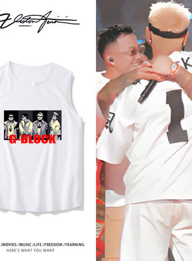 GBLOCK盛宇功夫胖刘聪gai演唱会纯棉背心男女同款粉丝应援服透气