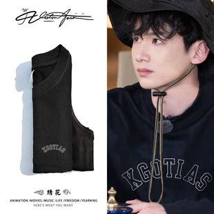 【刺绣】白敬亭同款美式街头字母纯棉背心粉丝应援男女同款运动