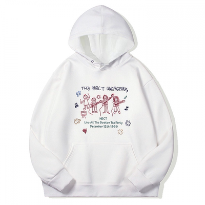 梓渝同款涂鸦乐队印花连帽加绒卫衣男女秋冬季宽松休闲长袖上衣服