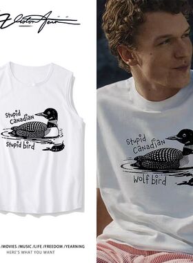 hudsonwilliam巅峰对决同款纯棉无袖背心坎肩宽松夏季运动休闲