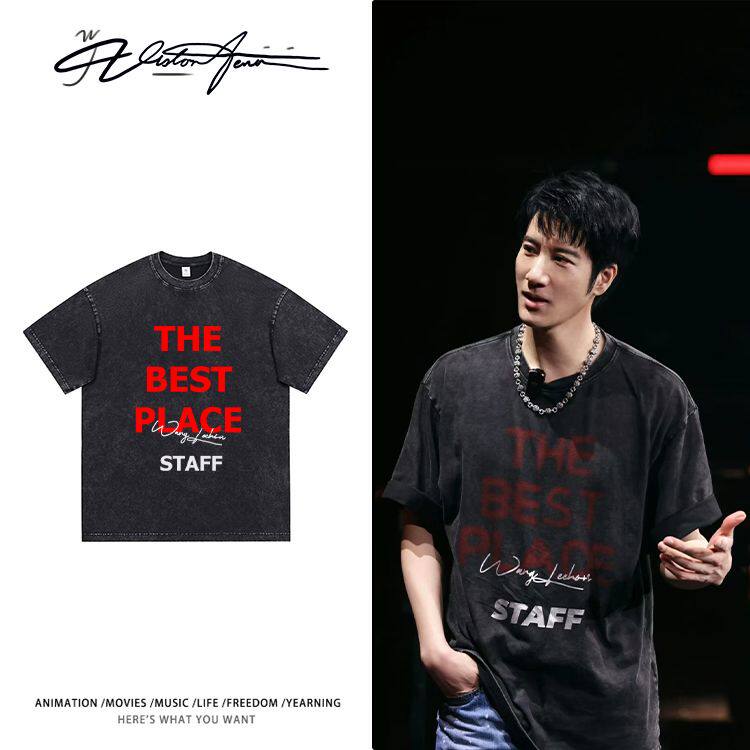 王力宏演唱会同款水洗印花纯棉短袖T恤粉丝应援男女夏季运动百搭