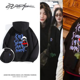 我们的秘密Lingorm邝玲玲同款宽松加厚绒保暖卫衣女雪人秋冬衣服