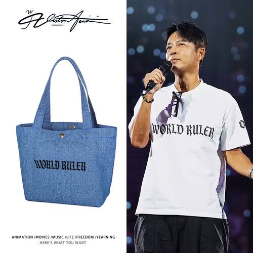 李克勤舞台同款私服应援定制DIY牛仔布包袋子单肩手提环保袋