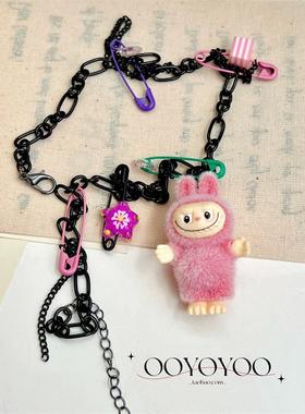 labubu植绒项链拉布布甜酷风女