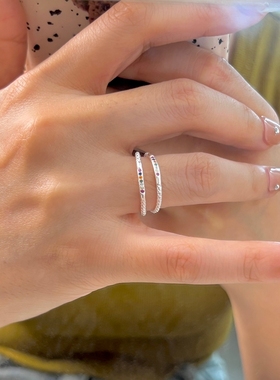 女925纯银彩钻小众轻奢细开口戒