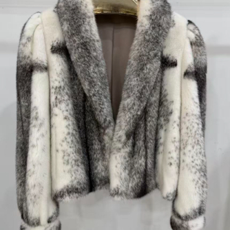 MDL930黑猫新款女皮草短款十字貂拉链水貂保暖冬季外套