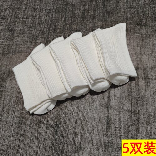 5双装儿童袜子外贸单女童白色中筒棉袜透气吸汗女学生百搭袜子