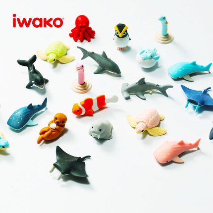 日本iwako趣味橡皮擦拼装橡皮卡通动物橡皮小学生奖励小礼品橡皮可爱迷你橡皮儿童创意造型熊猫橡皮恐龙橡皮