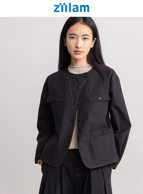 ziilam枝蓝圆领外套2026新款减龄春季外套小个子女士短款外套黑色
