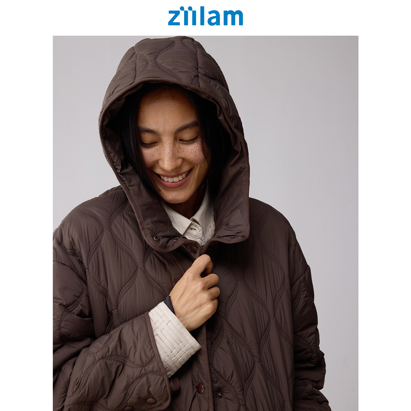 ziilam枝蓝 连帽绗缝棉服复古休闲微宽松松弛感秋冬保暖外套女,女装/女士精品,棉衣/棉服,淘宝优惠券,粉丝福利购,淘宝优惠卷