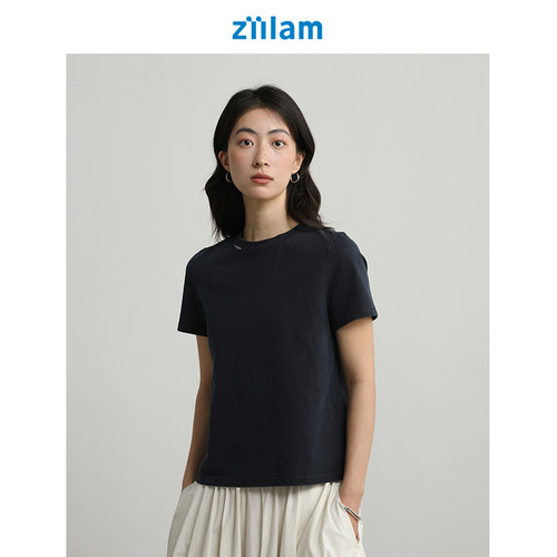 ziilam枝蓝植物染绣花T恤
