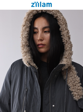 ziilam枝蓝 中长派克羽绒服25冬季新款白鸭绒夹克连帽保暖外套女