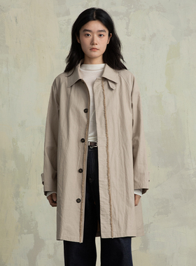 ziilam枝蓝 中长款a型风衣女外套卡其色风衣玛尔巴肯风衣高级感