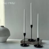 欧式 复古黑色铁艺烛台摆件浪漫烛光晚餐装 饰台座氛围家用蜡烛底座