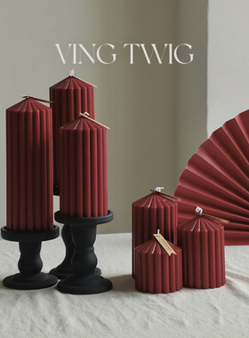 复古酒红色圆柱ins香薰蜡烛浪漫喜烛婚庆结婚礼家用蜡烛烛台摆件